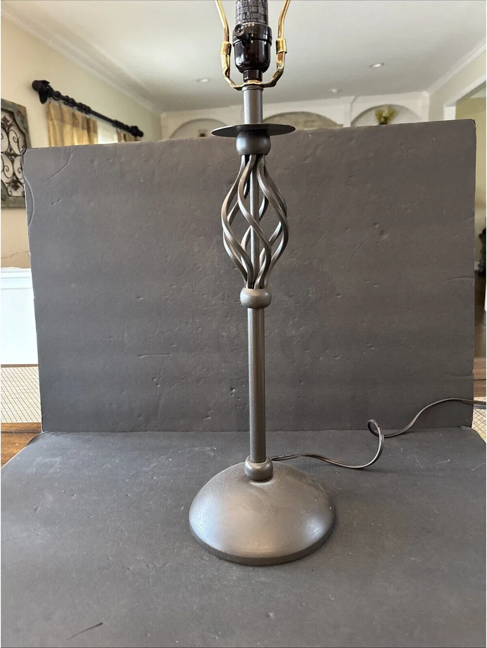 Hampton Bay Wrought Iron Table Lamp 30” H To Finial By 7” Base